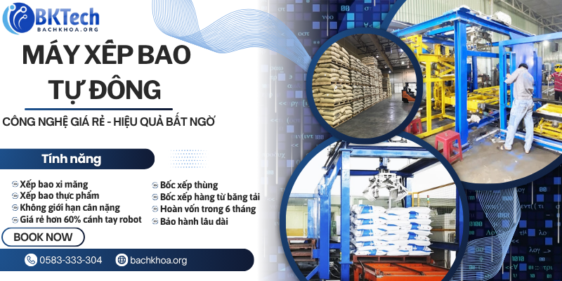 hệ thống xếp bao tự động, máy xếp pallet, robot bốc xếp, hệ thống xếp pallet, máy xếp bao, robot xếp bao