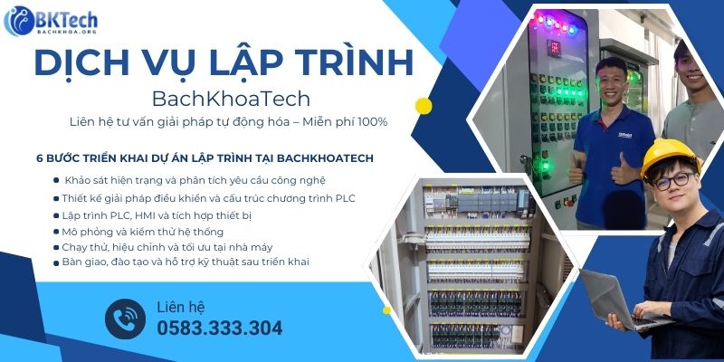 Lập trình PLC công nghiệp, lập trình PLC theo yêu cầu thiết kế hệ thống tự động hóa, tích hợp hệ thống điều khiển lập trình HMI lập trình SCADA, nâng cấp hệ thống tự động hóa cải tạo dây chuyền sản xuất, giải pháp tự động hóa nhà máy, tối ưu dây chuyền sản xuất